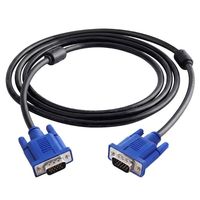 Kabel VGA HD15 Interkoneksi Lingkaran Male to Male 15Pin SVGA Foil+Braid Shielding 1080P untuk Monitor Komputer Proyektor
