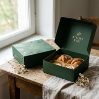 Boîte à pâtisserie française sur mesure de luxe avec logo personnalisé, emballage haut de gamme pour boulangerie, boîte cadeau pour gâteau, macaron, biscuit avec fenêtre
