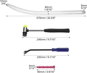 Kit d'outils de débosselage de carrosserie en acier inoxydable, extracteur de réparation de pare-chocs, levier, crochet, tige de levage, grandes tiges courbées, <span class=keywords><strong>maillet</strong></span> en <span class=keywords><strong>caoutchouc</strong></span> - Product Image 3
