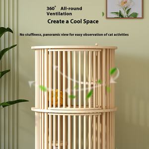 Nouveauté Cage pour chat en bois massif Villa ronde pour chat Cage pour chat à plusieurs niveaux Maison pour chat adulte <span class=keywords><strong>Lit</strong></span> pour chat extra large - Product Image 5