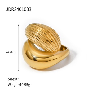 Anillo de Diseño Discreto en Acero Inoxidable y Chapado en Oro de 18K, Estilo Europeo Americano, Forma Exagerada, Joyería de Moda para Regalo - Product Image 6