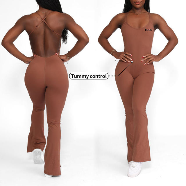 Hot Sale Spaghetti Straps Jumpsuits for Women Scoop Neck Wide Leg Full Length Romper Playsuit