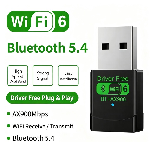 WiFi6 USB 5.3 Adapter Dual Band 2.4G+5G Wireless Network Card USB WiFi Dongle for Desktop Laptop