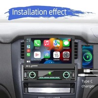Autoradio 1DIN avec écran tactile rétractable de 7 pouces, CarPlay sans fil, Android Auto, multimédia universel, GPS, navigation, FM, aide au recul