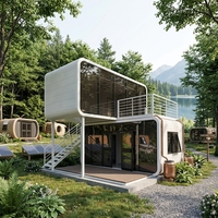 Rumah Kabin Apel Modern Mewah Prefab Modular dengan Teras untuk Resor Glamping dan Penginapan Liburan