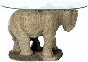 Полирезиновые/полимерные Слоны высокий африканский декор журнальный столик со стеклянной крышкой, 30 дюймов, полирезиновый, полноцветный - Product Image 3