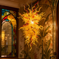 Lustre en verre soufflé LED suspendu en chaîne, moderne et créatif, coloré, pour plafond haut, escalier et salon