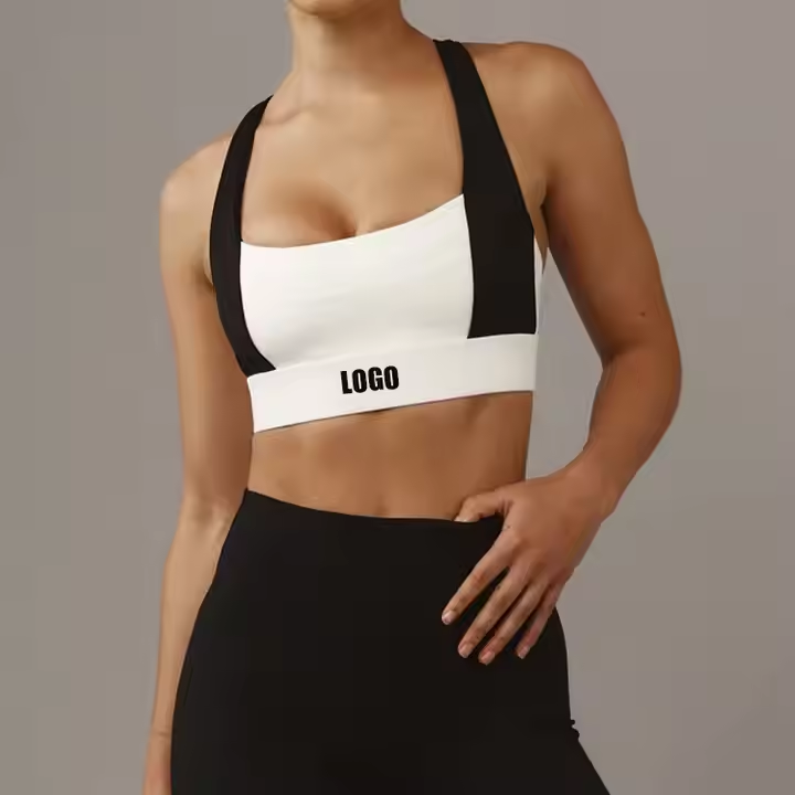 OEM Manufacturers Gym Color Blocked Adjustable Back Strap High Support Sports Bra for Women