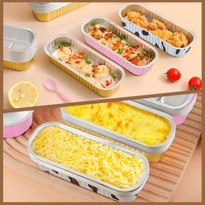 Bandeja de aluminio desechable antiadherente rectangular de 200 ml para hornear pasteles, postres, macarons y mini panes. - Product Image 3