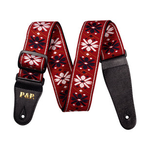 Correa <span class=keywords><strong>de</strong></span> Guitarra Nefelibata con Bordado Jacquard <span class=keywords><strong>de</strong></span> Algodón y Cuero Crazy Horse para Bajo Eléctrico, Acústico y Material Plástico - Product Image 1