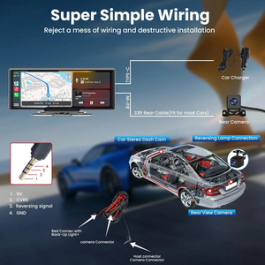 10.26 Inch IPS 2K+1080P Portable Plug and Play Carplay Screen Android Auto Mirror Player Dash Cam DVR with <b>Camera</b> Car Monitor - Product Image 6