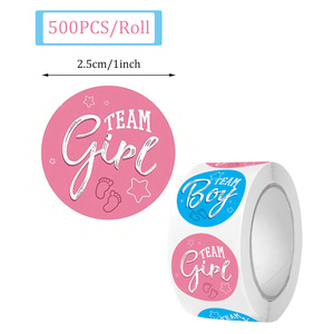 Pegatinas Redondas de 2.5cm para Revelación de Género de Bebé, Niño o Niña, Resistentes al Agua, Artículos para Fiestas, Etiquetas Novedosas para Cumpleaños - Product Image 4