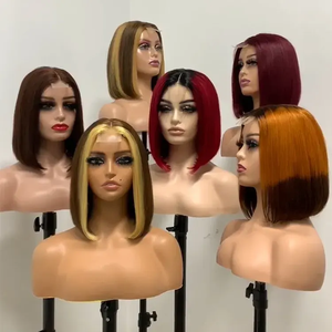 S Double Drawn Bob perruque droite Bob perruques cheveux humains dentelle avant sans colle perruques cheveux humains pré plumé porter et aller dentelle frontale Bob - Product Image 5