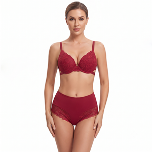 Reggiseno <span class=keywords><strong>Bralette</strong></span> con Doppie Spalline Posteriori in Pizzo Regolabili, Set Reggiseno e Mutandine da Donna in Vari Colori - Product Image 1