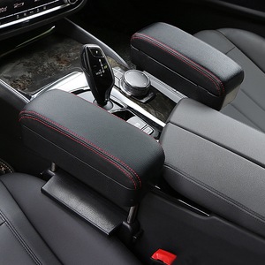 Caja de almacenamiento para reposabrazos de coche, organizador de consola central, material ABS, negro con costuras rojas para interior de automóvil - Product Image 1