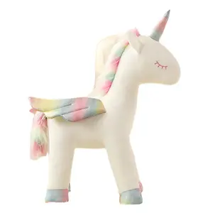 Boneka Unicorn 30Cm, Mainan Unicorn Sayap Bersinar Pelangi Boneka Kuda Hewan