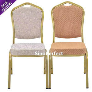 <b>Hot</b> Selling Modern Commercial Used Gold Steel Iron <b>Red</b> Fabric Stacking Banquet Wedding Chairs for Events - Product Image 2