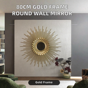 Contemporary <b>Gold</b> <b>Frame</b> Mirror With Metal Art Design And Illumination By Essenza Exports For Home Decor Hotel And Interior Decor - Product Image 2