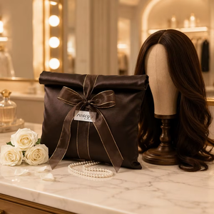 Pochette en satin rose imprimée avec logo personnalisé pour extensions capillaires, cosmétiques, rangement, sac de luxe en soie pour perruques, emballage cadeau, pochette anti-poussière en satin - Product Image 5