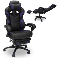 Chaise de jeu de style course avec repose-pieds, inclinaison réglable de 90 à 180 °, pivotant à dossier haut, coussin de tête idéal pour PC / Xbox / PS5