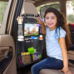 <b>Car</b> Seat Back Storage Organizer Black Mesh Bag With Multiple Pockets For Kids Toys Snacks Drinks Travel Use - Product Image 2