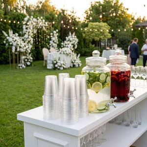 Gobelets jetables en PET de 98 mm avec couvercles, impression de logo personnalisé, pour boissons froides, thé à bulles et café, 16 oz, transparents, vente en gros - Product Image 1