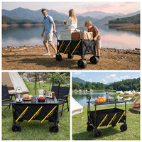Chariot de camping pliable multifonctionnel à quatre roues Wowo, siège inclinable pour enfants, structure métallique robuste pour une utilisation en extérieur