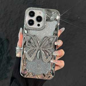 เคสโทรศัพท์ iPhone 17promax แฟชั่นหรูหรา iPhone15 ชุบเคลือบด้วยกลิตเตอร์เพชรรูปผีเสื้อ 14 กลิตเตอร์สีชมพู 13 - Product Image 6