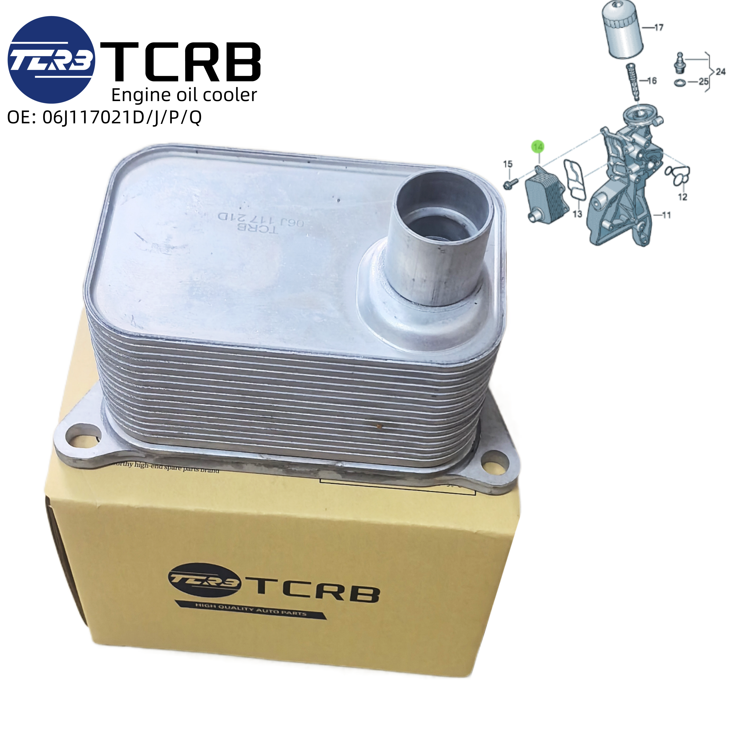 Audi, VW Oil Cooler (w/Seal) 028117021E By Febi Bilstein