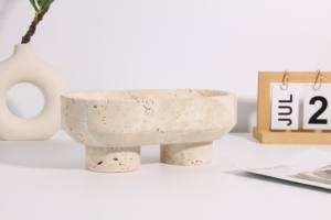 Ciotola Ovale <span class=keywords><strong>in</strong></span> Marmo Naturale per Piano <span class=keywords><strong>Cucina</strong></span>, Grande Contenitore Decorativo per Frutta, Tavolo da Pranzo, <span class=keywords><strong>Cucina</strong></span>, Matrimonio - Product Image 3