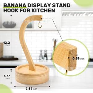 Wooden Banana <b>Shelf</b> Round Standing Type Space Saving Fruit Display Rack For Home <b>Desktop</b> Use - Product Image 3