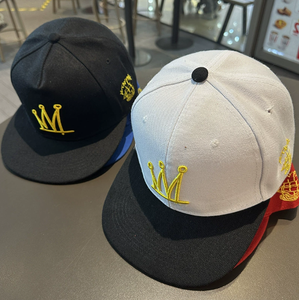 New Arrival Crown Embroidery <b>Flat</b> Bill Baseball <b>Cap</b> Two Tone Black White Snapback <b>Cap</b> for <b>Men</b> Women Hip Hop Streetwear Hat - Product Image 2