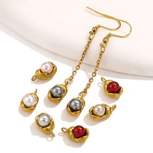 18K PVD Gold Plated Stainless Steel Multi Colors Mother of Pearl Charm Pendant for Necklace, Earrings, <b>Bracelet</b> & Jewelry Making - Product Image 2