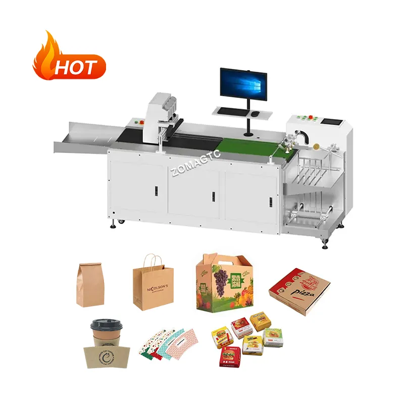 Haute vitesse CYMK 4 couleurs imprimante numérique feuille de papier sac déjeuner Pizza boîte Carton imprimante à jet d'encre papier tasse ventilateur Machine d'impression