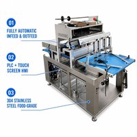 Machine de scellage automatique continue de barquettes en acier inoxydable avec écran tactile pour l'emballage sous vide MAP des produits de la mer