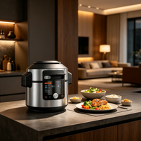 7.5L 9-In-1 Multifungsi Electric Multi Cooker Dengan TenderCrisp Dual Lid Pressure Air Fry Cooker Peralatan Dapur