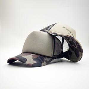 Casquette Snapback 5 Panneaux Personnalisable Rose Vif, Vert et Beige, Imprimée Camouflage, en Mousse, Style Trucker, avec Logo Personnalisé - Product Image 3