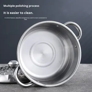 Marmite en acier inoxydable avec couvercle, multifonctionnelle, pour la maison et le commerce, 5L, compatible <span class=keywords><strong>gaz</strong></span> et <span class=keywords><strong>induction</strong></span>, résistante à la chaleur, marmite à fond épais - Product Image 2