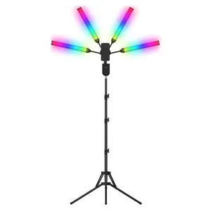 Lampu ekstensi bulu mata kecantikan RGB penuh warna, lampu Led kecantikan portabel untuk Streaming langsung latar belakang