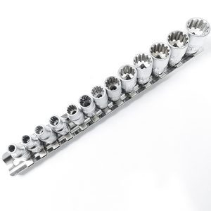 13 cái 1/4 "ổ đĩa spline ổ cắm thiết lập 12 điểm chrome vanadi thép chuyên nghiệp với clip đường sắt OEM <span class=keywords><strong>3</strong></span>-năm bảo hành - Product Image 3