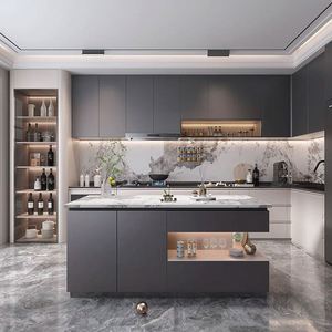 Muebles de Cocina Modernos de Diseño Automático, Gabinetes de Cocina Modulares de Alto Brillo, Juego Completo de Gabinetes de Cocina Equipados - Product Image 1