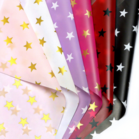 Papier d'emballage mat imperméable à motif étoile, papier d'emballage pour bouquet pentagramme pour fleuriste DIY