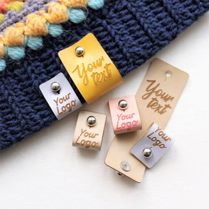 מותאם אישית לוגו עור מפוצל בגדי תוויות Diy מלאכות תוויות עם מתכת מסמרות - Product Image 2