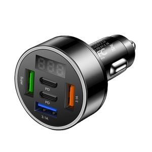 Pengisi daya mobil USB 5 Port 66W, adaptor isi daya Cepat <span class=keywords><strong>3</strong></span>.0 untuk iPhone Samsung untuk Xiaomi Laptop elektrik pengisian daya cepat rokok Li - Product Image 1