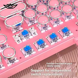 Teclado Mecánico Retro Steampunk con Cable, Retroiluminación RGB, Interfaz USB, en Inglés, para Laptop, E-Sports, Eje Verde, para Juegos - Product Image 3