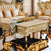 Table basse et meuble TV de luxe au design moderne en marbre doré, en bois massif, style français, mobilier de maison pour appartement et salon