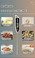 Termometer Dapur Digital Elektronik Lipat Plastik Rumah Tangga, Bacaan Instan, Sensitivitas Tinggi, untuk BBQ, Daging, Steak, Panggangan