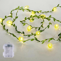 Guirlandes lumineuses LED en forme de citron pour chambre à coucher, jardin, fête, mariage, pub, lumières féériques imperméables (8 modes), lumières de décoration festives