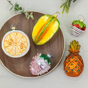 Adornos de vidrio Fruta de Navidad Árbol de Navidad Fresa Piña Naranja Escena Decoración Adornos de árbol de Navidad Encantador Lindo - Product Image 1
