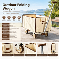 Chariot utilitaire pliable portable à quatre roues robuste et mobile avec design repliable pour le camping, les courses et le jardinage